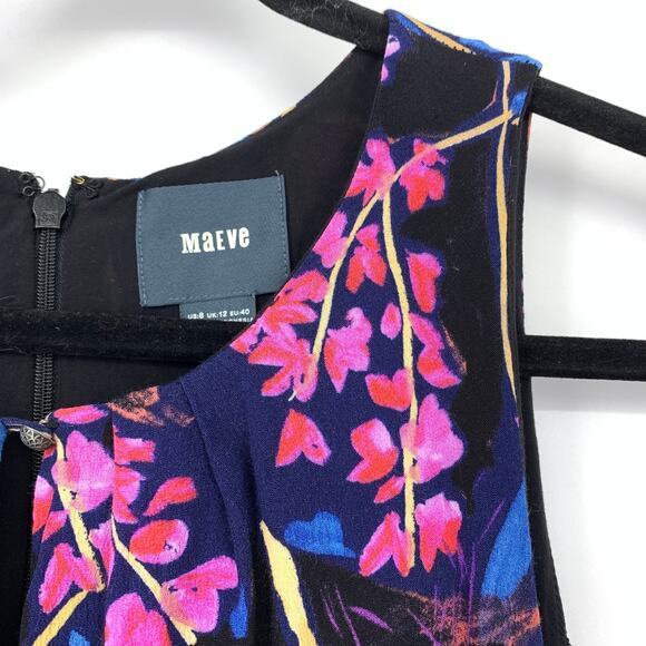 Anthropologie Maeve Cold Shoulder Floral Print Dress Womens 8 A-Line Multicolor - Picture 3 of 6